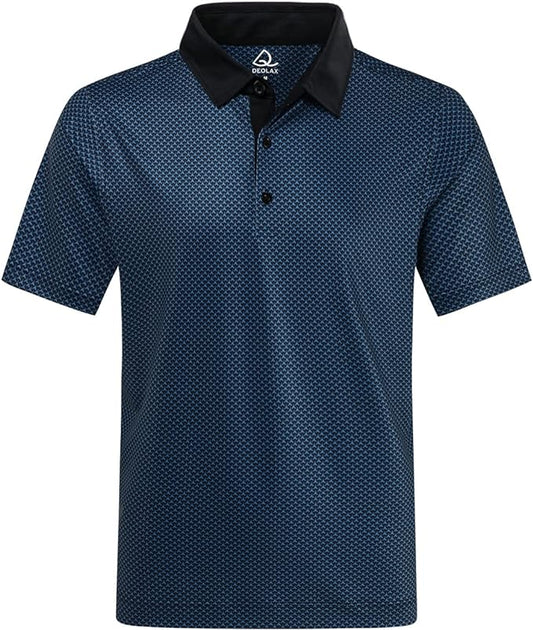 Deolax Golf Polo Performance Dry Fit - Azul/Negro